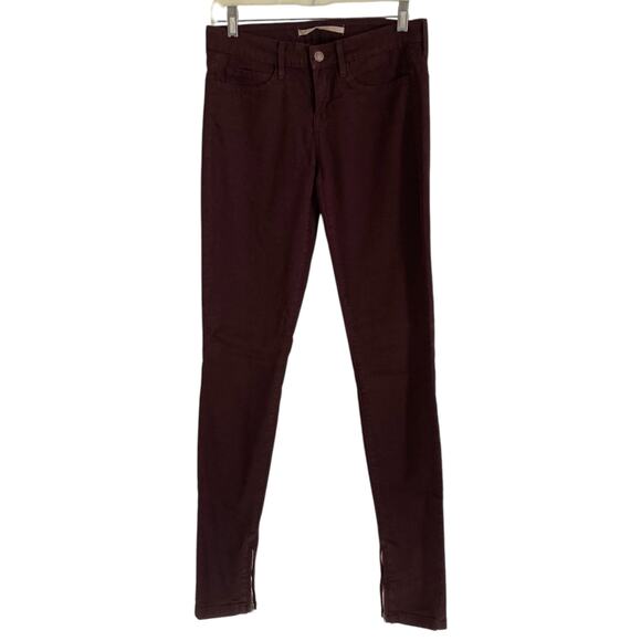 Vince Calgary Dark Raisin Maroon Zip Leg Skinny Low Rise Tailored Jeans Size 27 - Picture 1 of 16